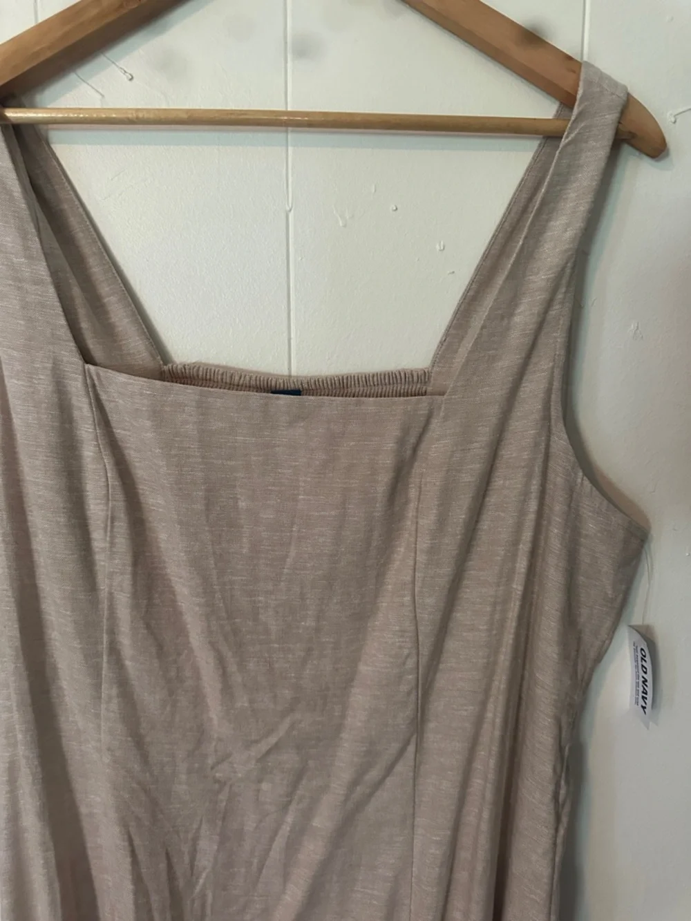 Old Navy Square-Neck Sleeveless Midi Dress in Beige - Picture 4 of 8